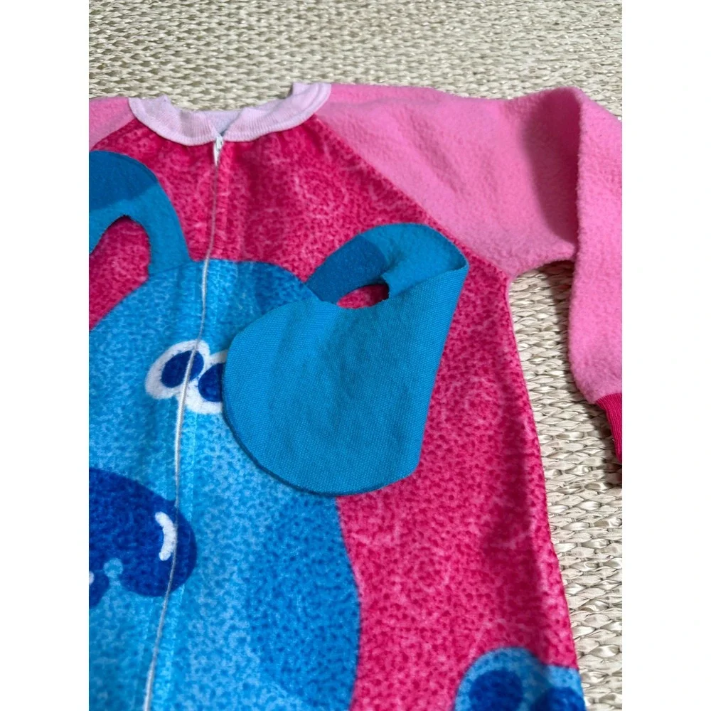 Vintage 1999 Blues Clues Pink Fleece Pajamas Union Suit Kids Size 5 Wormser Y2K